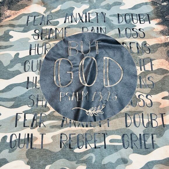 LAT Apparel But God Camo Short Sleeve Shirt Size Large - Picture 2 of 6
